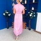 Meryl Lace Detail Satin Dress Pink