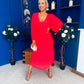 Ciara Pleat Detail Midi Dress Coral