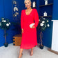 Ciara Pleat Detail Midi Dress Coral