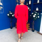 Ciara Pleat Detail Midi Dress Coral