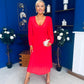 Ciara Pleat Detail Midi Dress Coral