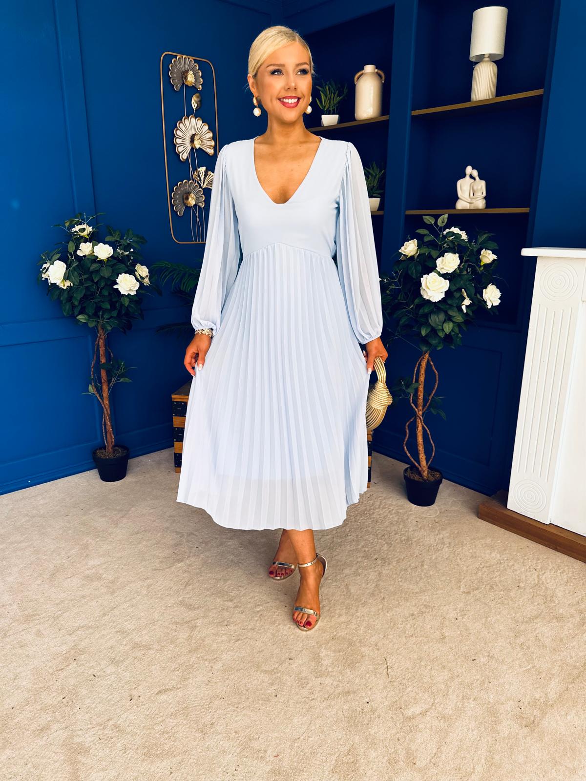 Ciara Pleat Detail Midi Dress Pwr Blue