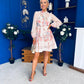 Leanne Embellished Mini Dress Floral Cream