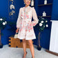 Leanne Embellished Mini Dress Floral Cream