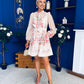Leanne Embellished Mini Dress Floral Cream