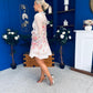Leanne Embellished Mini Dress Floral Cream