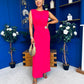 Andrea Detailed Midaxi Dress Hot Pink