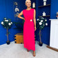 Andrea Detailed Midaxi Dress Hot Pink