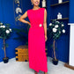 Andrea Detailed Midaxi Dress Hot Pink