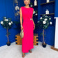 Andrea Detailed Midaxi Dress Hot Pink