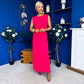 Andrea Detailed Midaxi Dress Hot Pink
