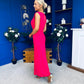 Andrea Detailed Midaxi Dress Hot Pink