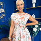 Breffy Asymmetric Neckline Skater Midi Floral Peach
