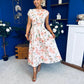 Breffy Asymmetric Neckline Skater Midi Floral Peach