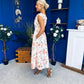 Breffy Asymmetric Neckline Skater Midi Floral Peach
