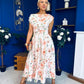 Breffy Asymmetric Neckline Skater Midi Floral Peach