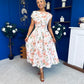 Breffy Asymmetric Neckline Skater Midi Floral Peach