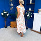 Breffy Asymmetric Neckline Skater Midi Floral Peach