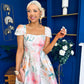 Prim Cap Sleeve Pastel Floral Midi Dress