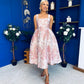 Rosie Strappy Floral Jacquard Midi Dress Pink Floral