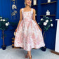 Rosie Strappy Floral Jacquard Midi Dress Pink Floral