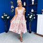 Rosie Strappy Floral Jacquard Midi Dress Pink Floral