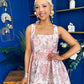 Rosie Strappy Floral Jacquard Midi Dress Pink Floral