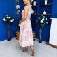 Rosie Strappy Floral Jacquard Midi Dress Pink Floral