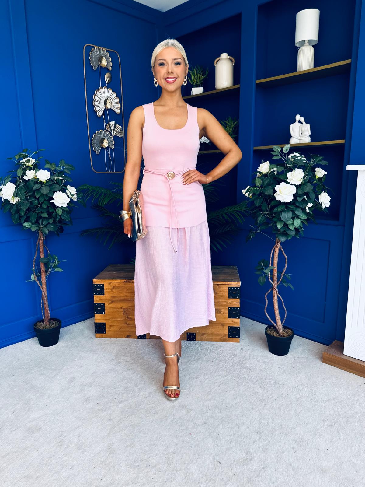 Billie Detailed Midi Dress Pwr Pink