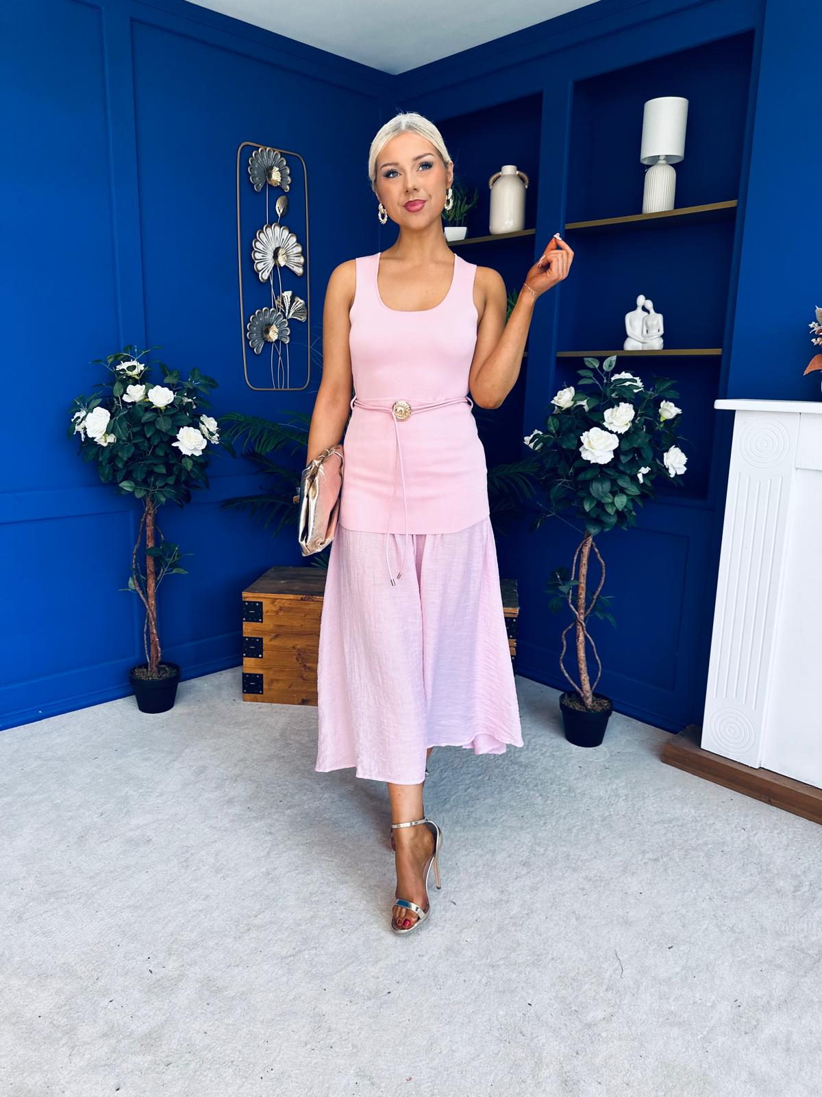 Billie Detailed Midi Dress Pwr Pink
