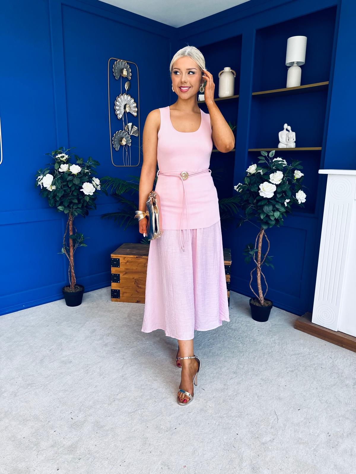 Billie Detailed Midi Dress Pwr Pink