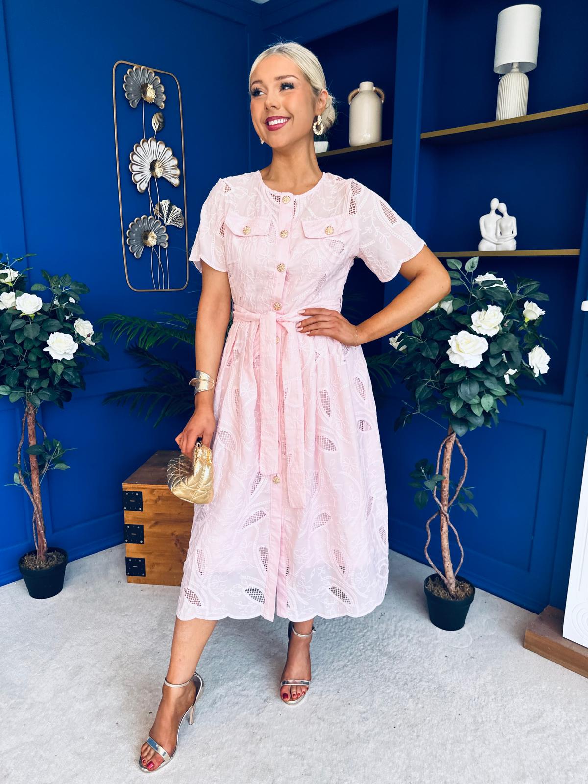 Lexi Crochet Midi Shirt Dress Pwr Pink
