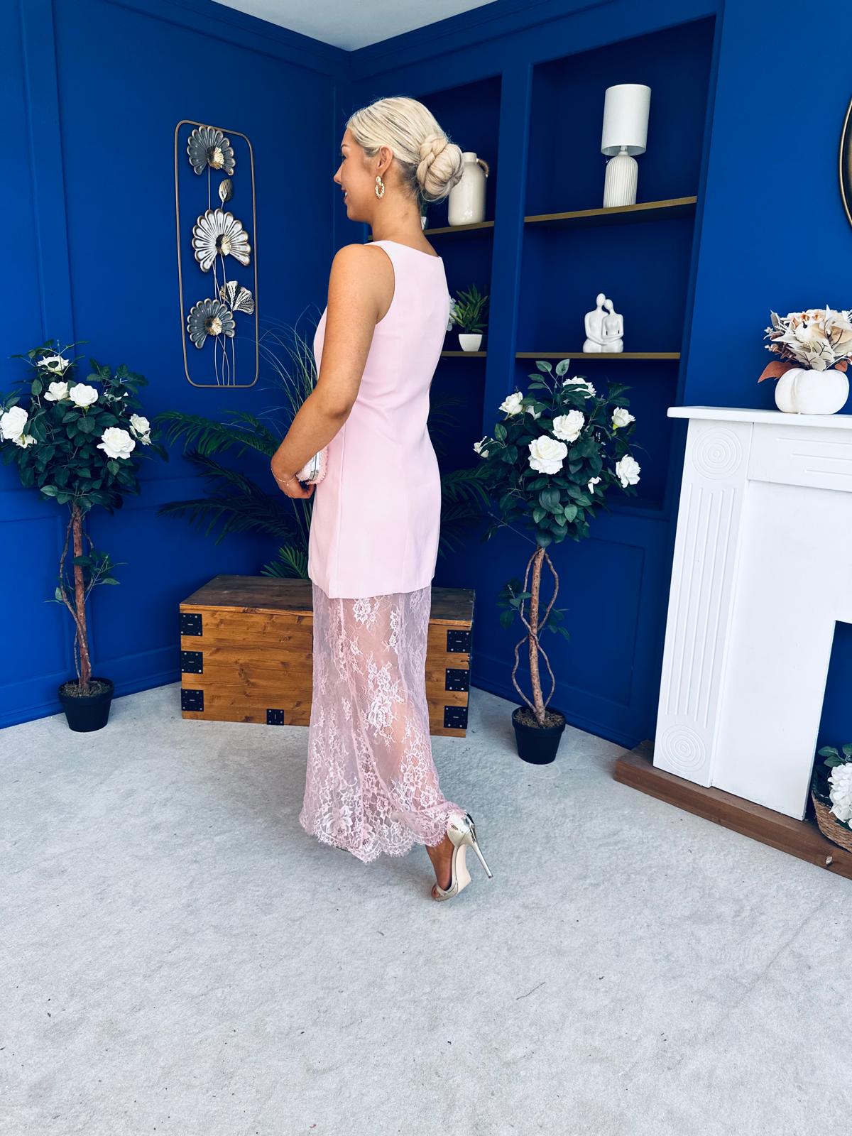 Pauline Detailed Midi Dress Pwr Pink
