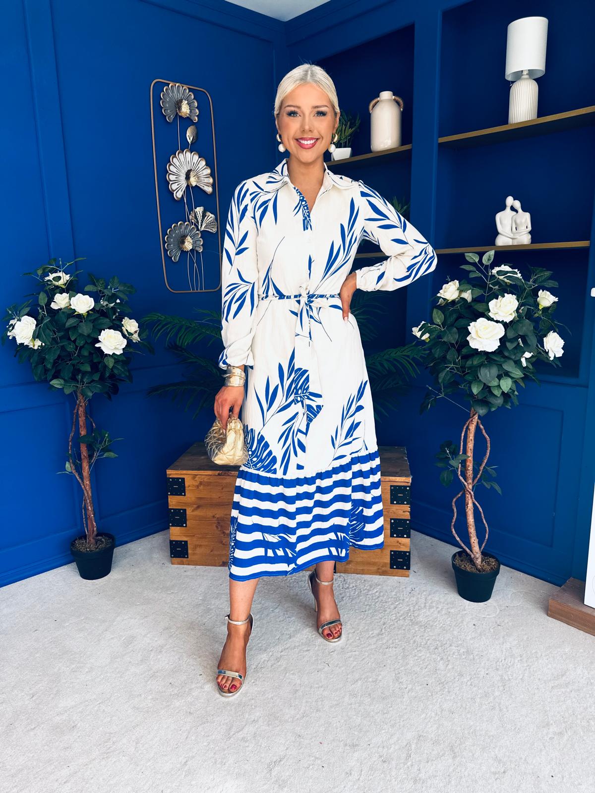 Marion Boarder Print Shirt Dress Blue