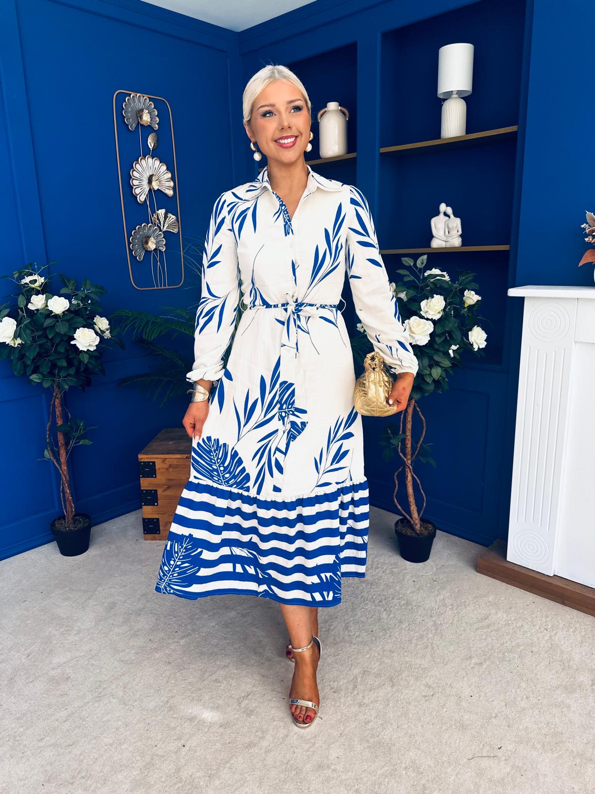 Marion Boarder Print Shirt Dress Blue
