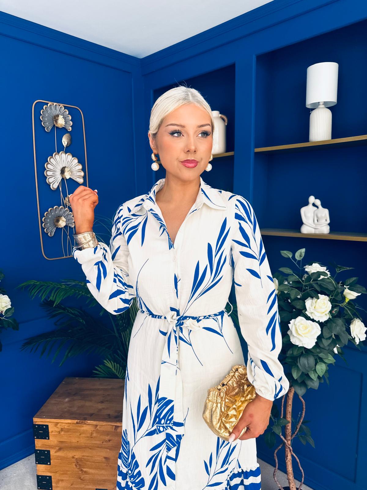Marion Boarder Print Shirt Dress Blue