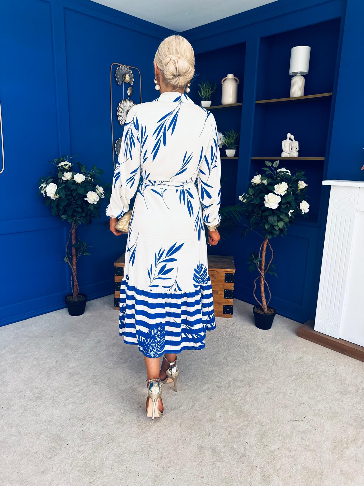 Marion Boarder Print Shirt Dress Blue