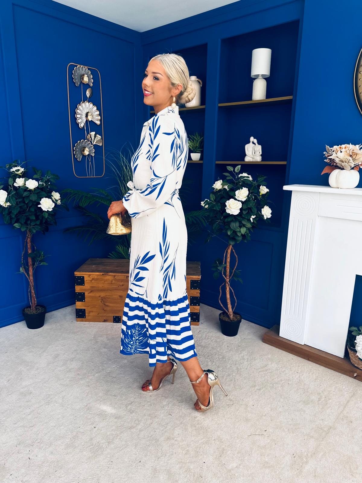 Marion Boarder Print Shirt Dress Blue