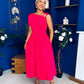 Savanna Detailed Midaxi Dress Hot Pink
