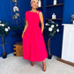 Savanna Detailed Midaxi Dress Hot Pink