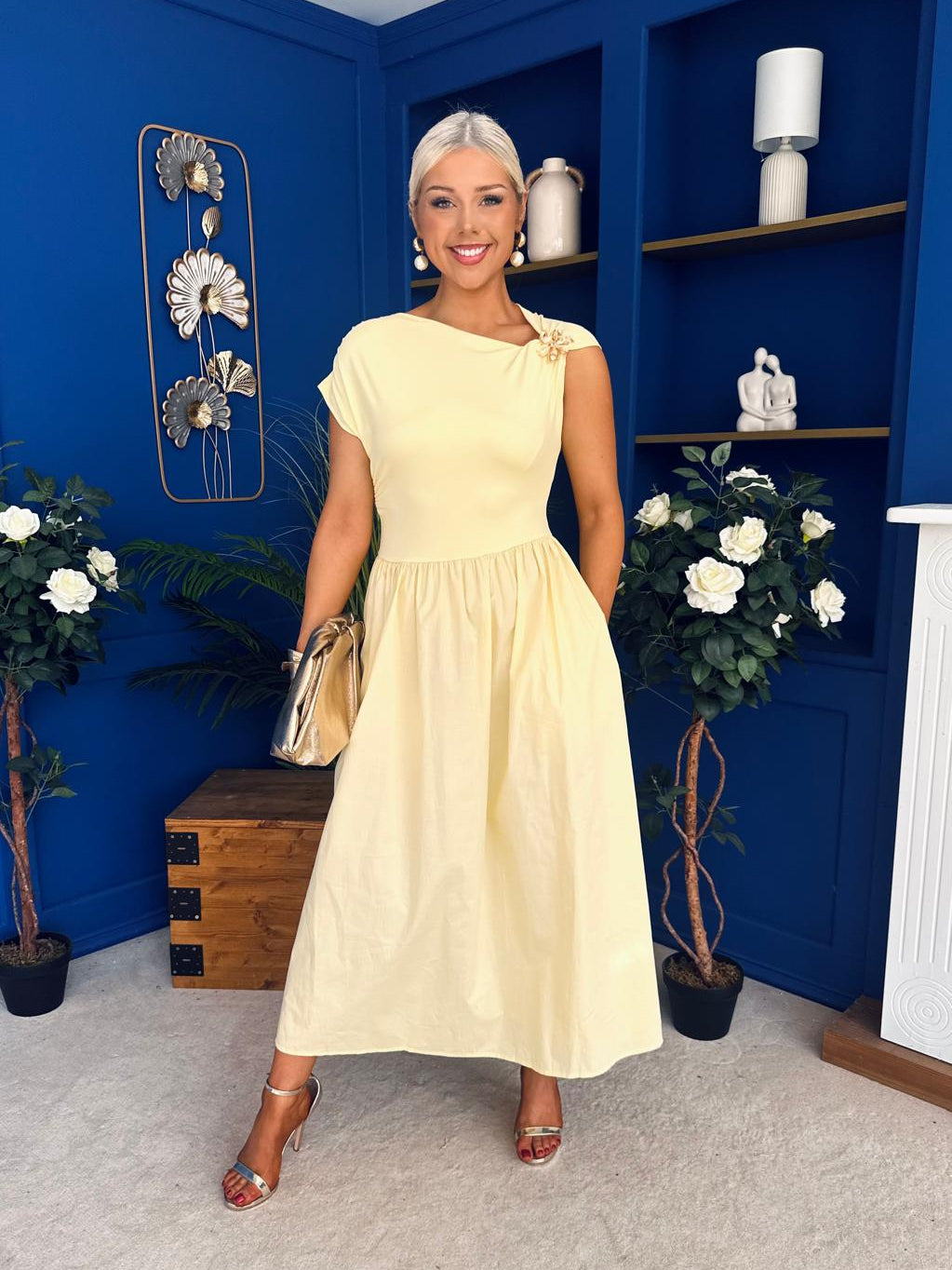 Savanna Detailed Midaxi Dress Yellow