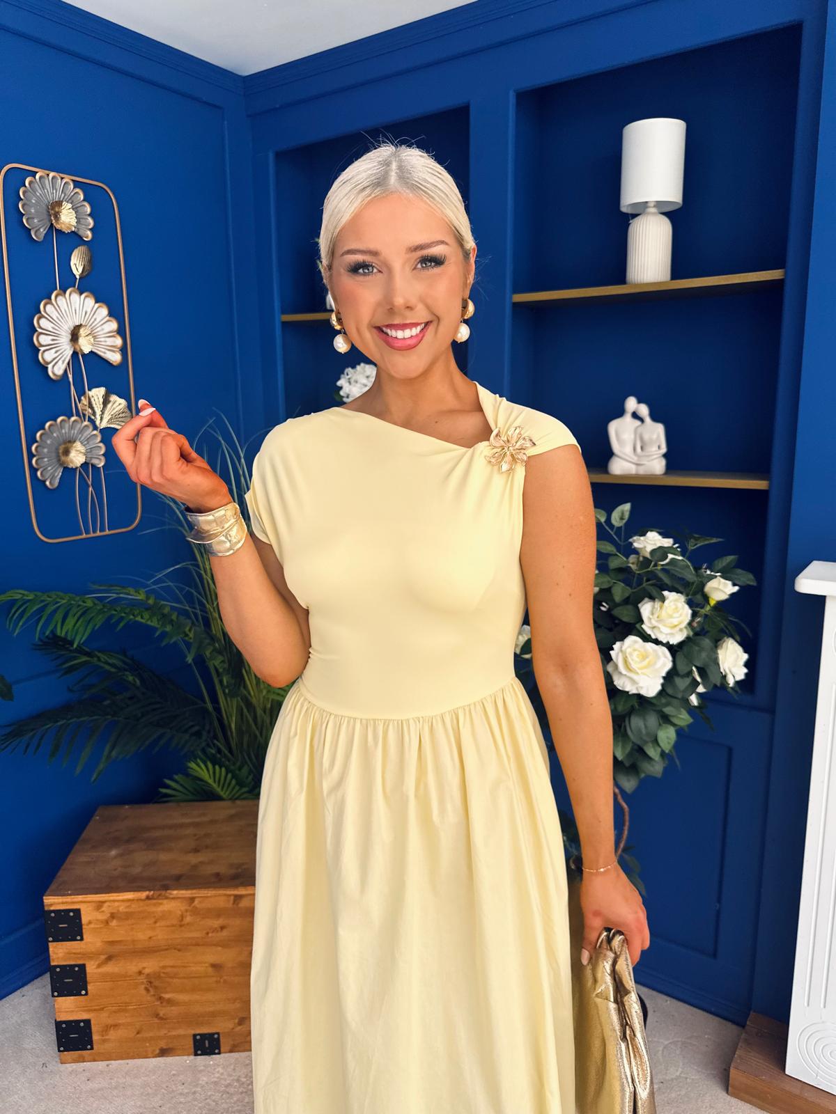Savanna Detailed Midaxi Dress Yellow