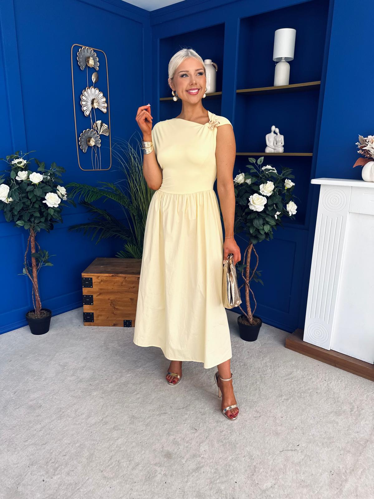 Savanna Detailed Midaxi Dress Yellow