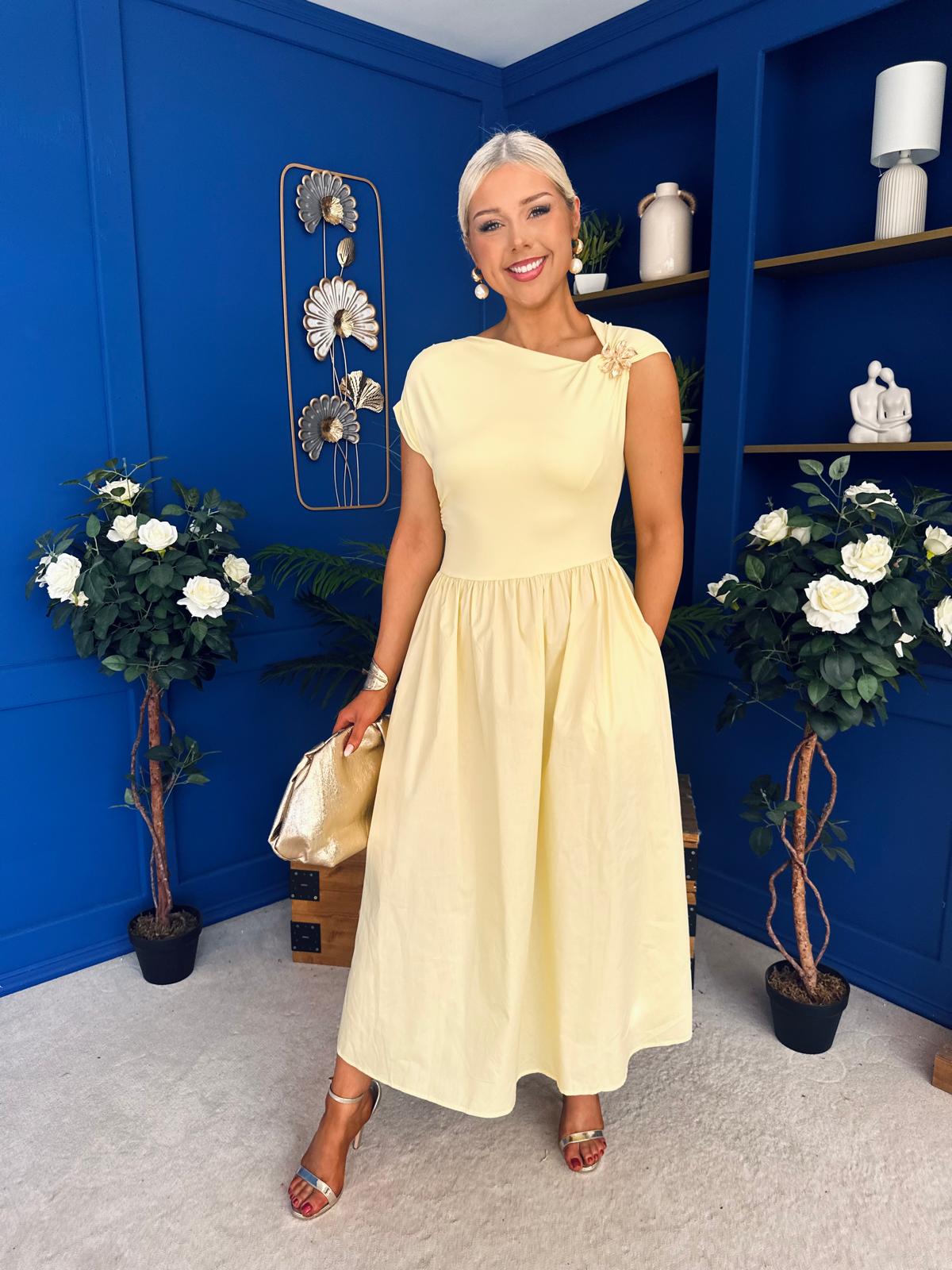 Savanna Detailed Midaxi Dress Yellow