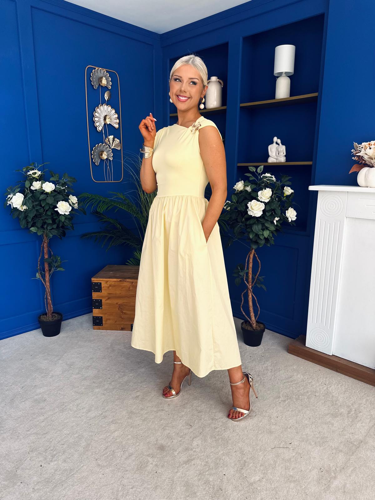 Savanna Detailed Midaxi Dress Yellow