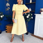 Charlotte Pearl & Bow Detail Occasion Dress Yellow Pre Order 24 Mar