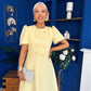 Charlotte Pearl & Bow Detail Occasion Dress Yellow Pre Order 24 Mar