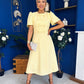 Charlotte Pearl & Bow Detail Occasion Dress Yellow Pre Order 24 Mar