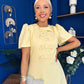 Charlotte Pearl & Bow Detail Occasion Dress Yellow Pre Order 24 Mar