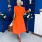 Charlotte Pearl & Bow Detail Occasion Dress Coral